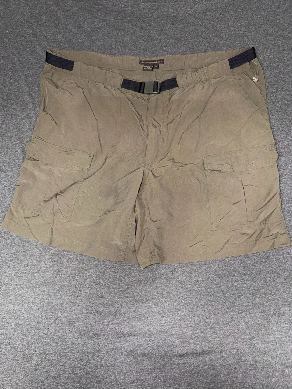 Men's Royal Robbin’s Olive Cargo Shorts with Built-In Web Belt
